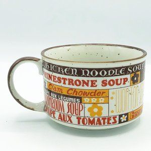 Vintage Brown Soup Mug with Names of Soups Made in